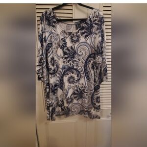 Cynthia Rowley Blue and White Paisley Blouse